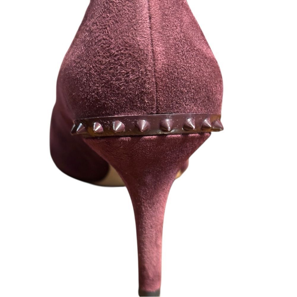 Suede and Metal Spike Accents Burgundy Sam Edelman Tonia Heels Size 8